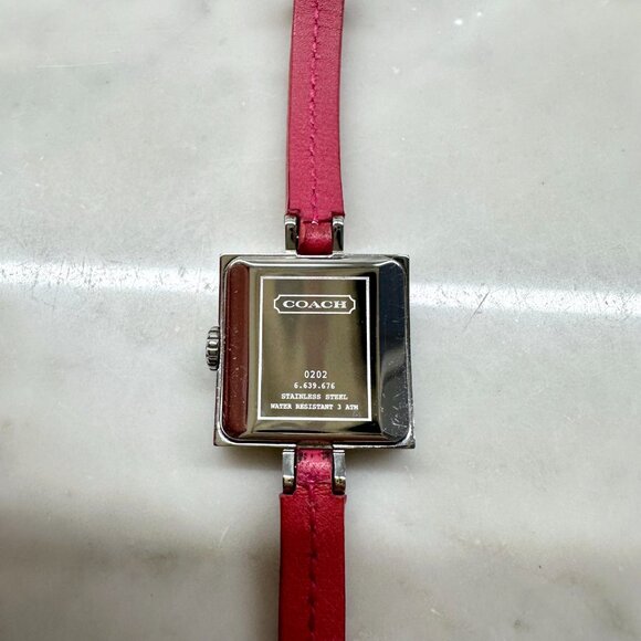 Coach Silver Case with Skinny Pink Leather Strap Watch - Picture 4 of 10